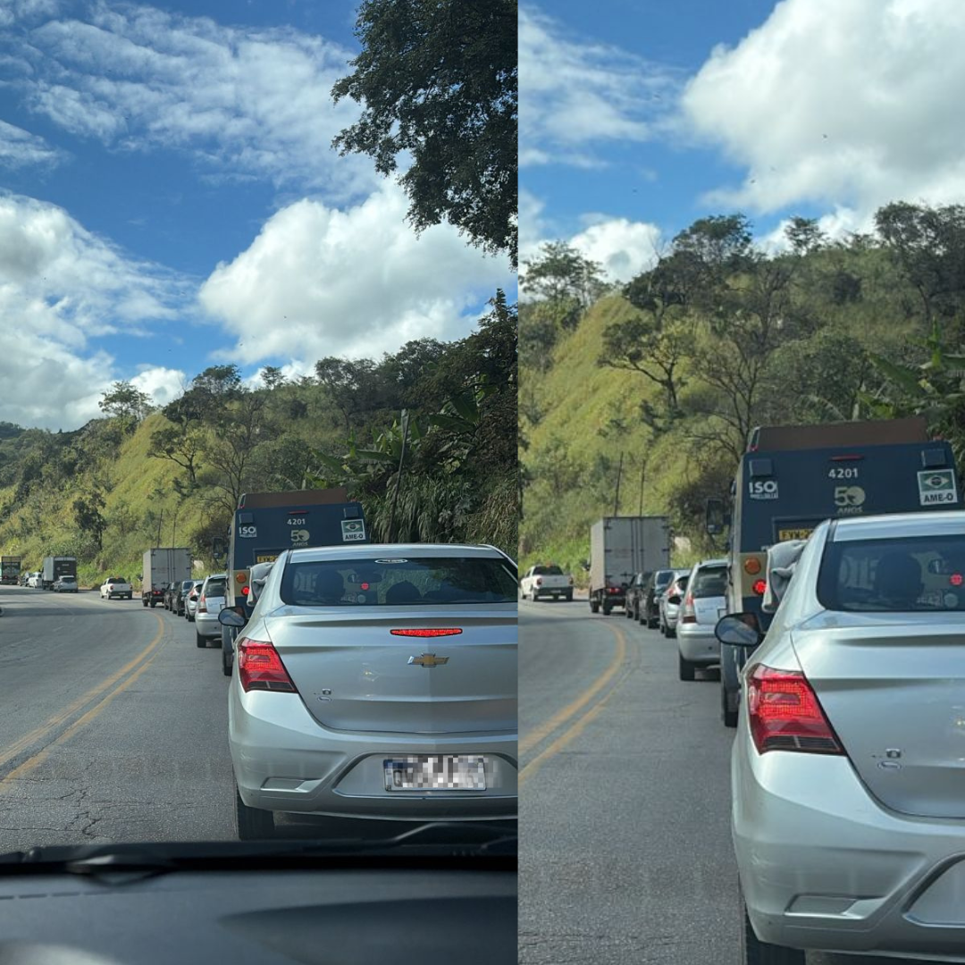 Obras na BR-381 provocam longos congestionamentos e motoristas enfrentam até duas horas de espera