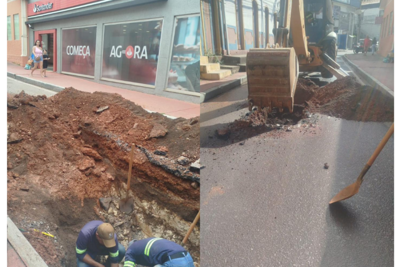 Rua Tiradentes é interditada para manutenção emergencial na rede de água