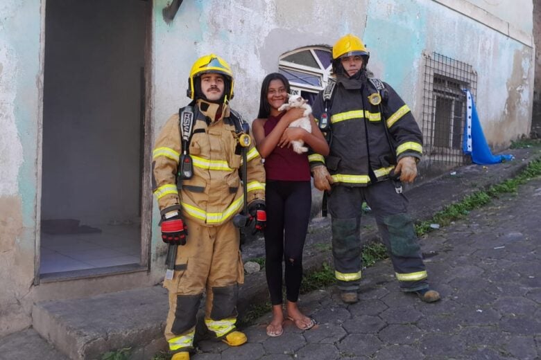 Sete vidas intactas: bombeiros resgatam gatinho durante princípio de incêndio em residência de Itabira