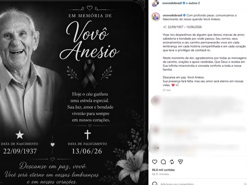 Morre aos 88 anos Vovô Anésio, influenciador que conquistou milhões de seguidores com simplicidade e carisma