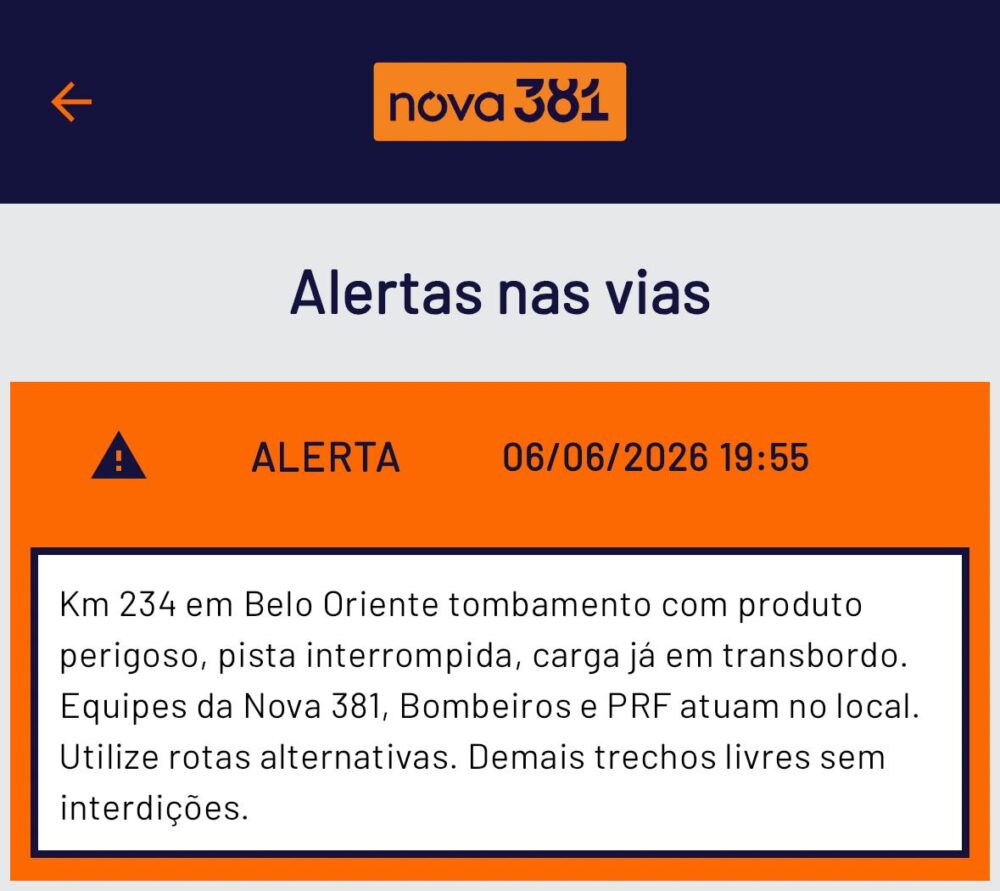 Transbordo da carga de gasolina é concluído e limpeza da BR-381 começa em Belo Oriente; pista segue interditada
