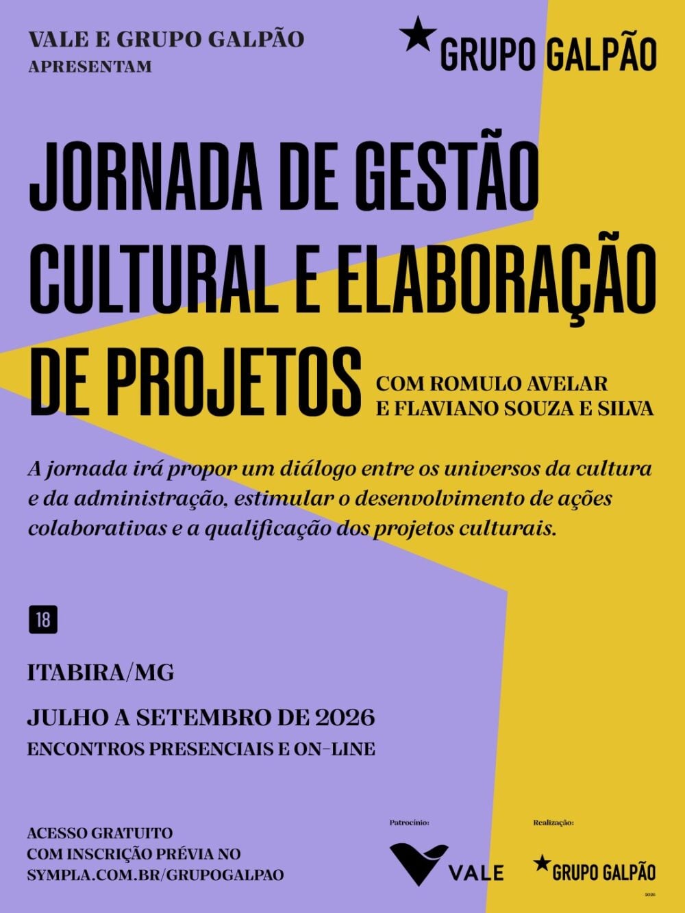 Grupo Galpão abre inscrições gratuitas para jornada de formação em gestão cultural e elaboração de projetos em Itabira