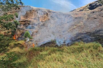 Incêndio em vegetação mobiliza bombeiros e ameaça residências em João Monlevade