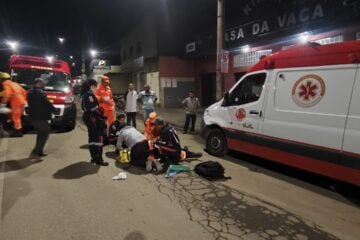 Motociclista fica ferido após queda na avenida Armando Fajardo, em João Monlevade