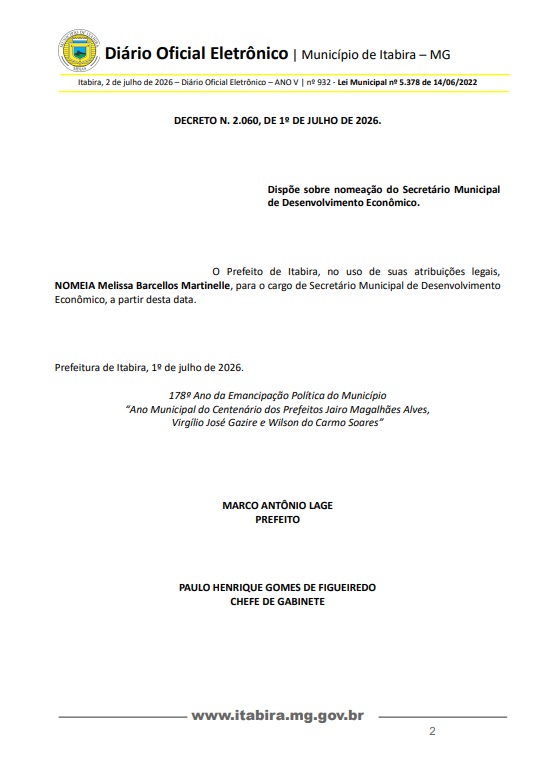 Melissa Barcellos assume secretarias municipais de Desenvolvimento Urbano e Econômico de Itabira