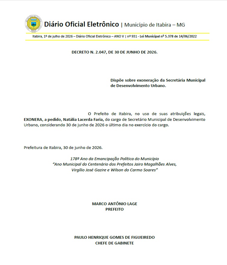 Natália Lacerda deixa secretarias de Desenvolvimento Econômico e Desenvolvimento Urbano da Prefeitura de Itabira