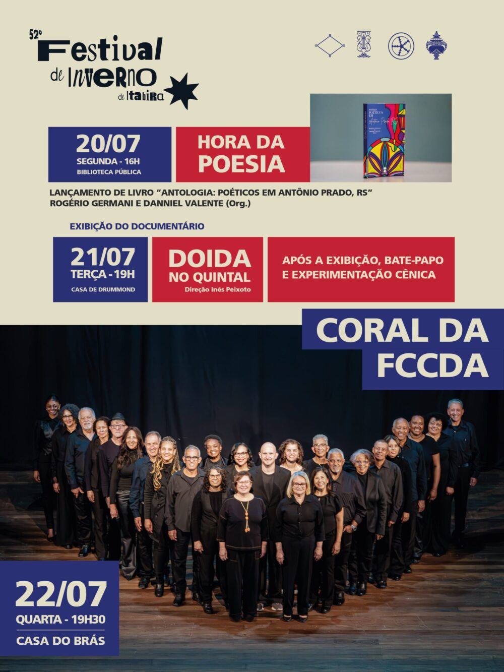 Festival de Inverno segue com literatura, cinema e música em diferentes espaços culturais de Itabira