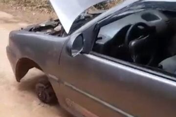 Gol furtado em Hematita é recuperado com rodas arrancadas e sinais de incêndio