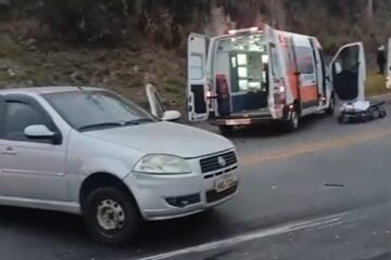 Colisão frontal entre carro e caminhão deixa dois feridos graves na BR-381