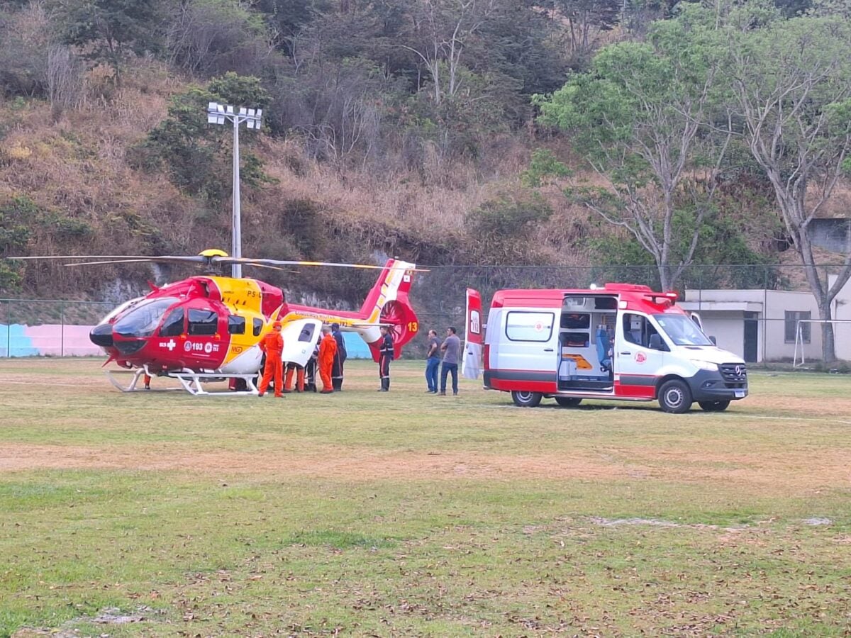 Comerciante é transferido de helicóptero para BH após grave acidente em Itabira
