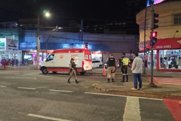 Samu socorre homem após queda na avenida João Pinheiro, em Itabira