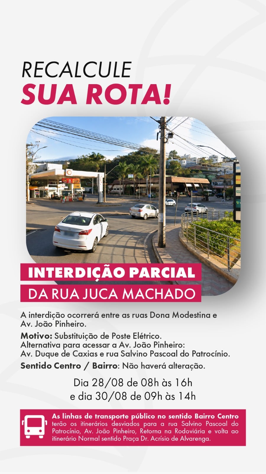 Serviço da Cemig provoca interdição parcial na rua Juca Machado nesta sexta-feira e no domingo