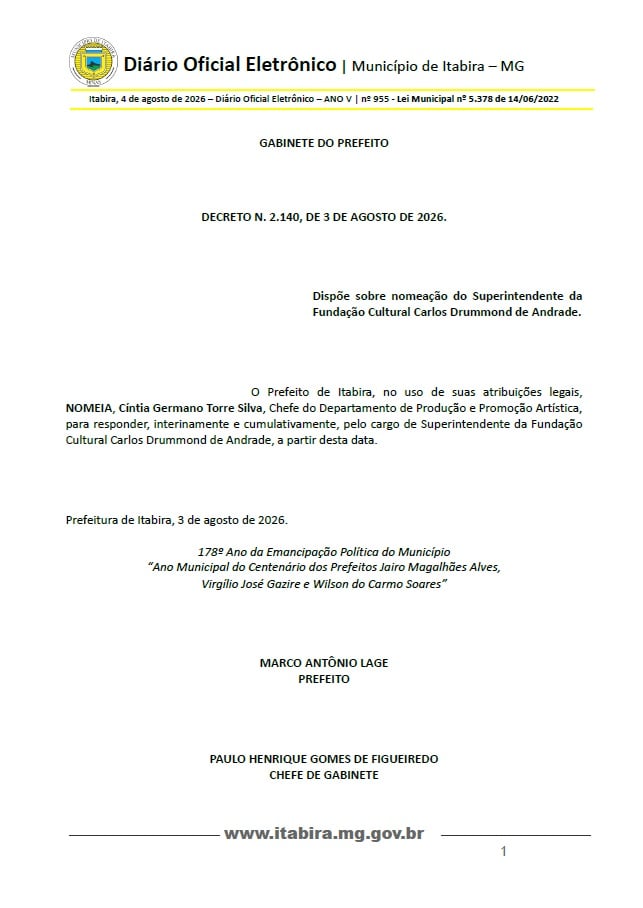 Cíntia Germano assume interinamente a superintendência da Fundação Cultural Carlos Drummond de Andrade