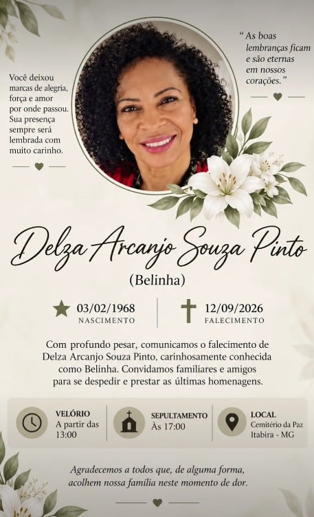 Delza Arcanjo Souza Pinto morre aos 58 anos após passar mal um dia depois de ser atropelada em Itabira
