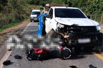 Acidente entre caminhonete e moto é registrado na MGC-120, em Ferros