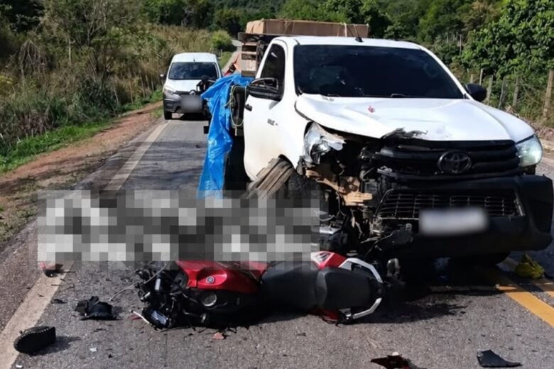 Acidente entre caminhonete e moto é registrado na MGC-120, em Ferros