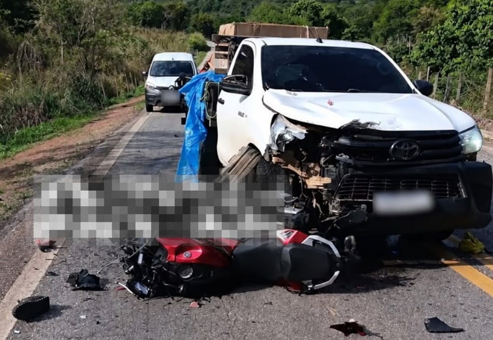 Acidente entre caminhonete e moto é registrado na MGC-120, em Ferros