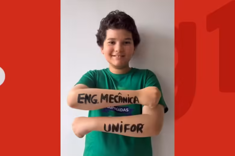 Baiano de apenas 10 anos passa em 3º lugar no curso de engenharia mecânica da Unifor