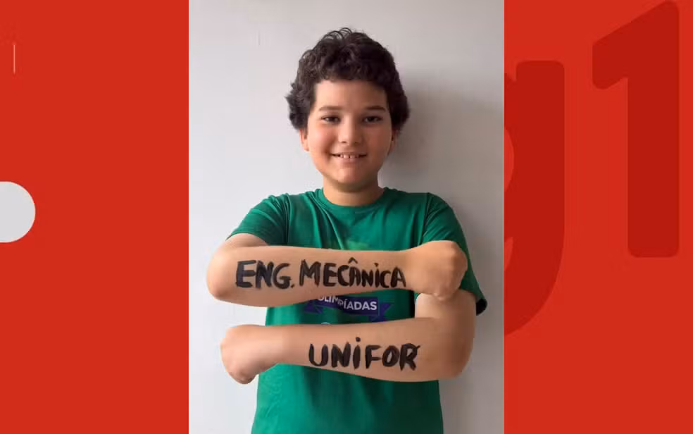 Baiano de apenas 10 anos passa em 3º lugar no curso de engenharia mecânica da Unifor