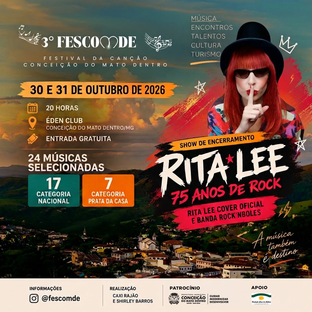 Festival da Canção é a grande atração de Conceição do Mato Dentro  no próximo final de semana