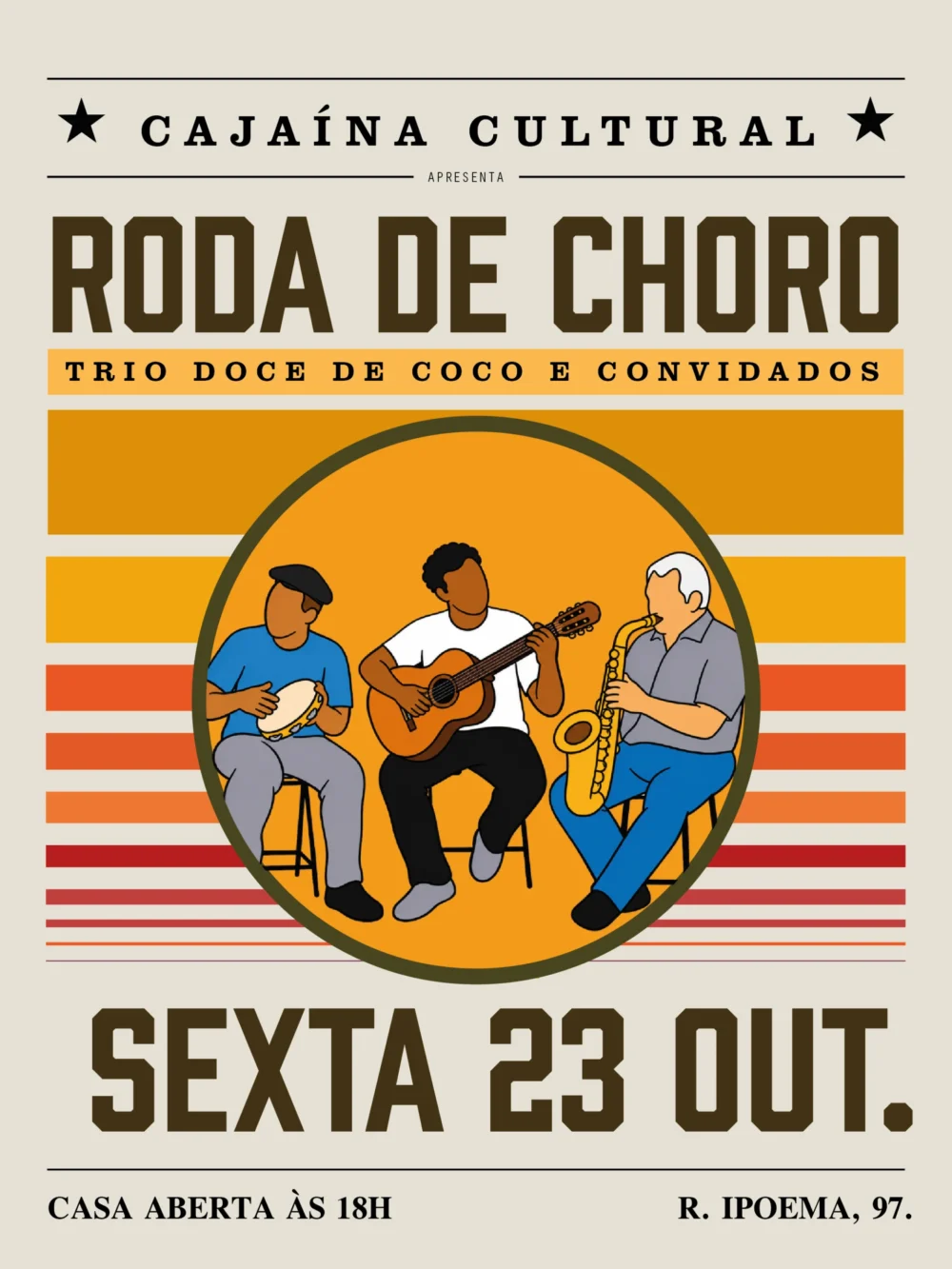 Trio Doce de Coco comanda nova Roda de Choro na Cajaína Cultural, em Itabira