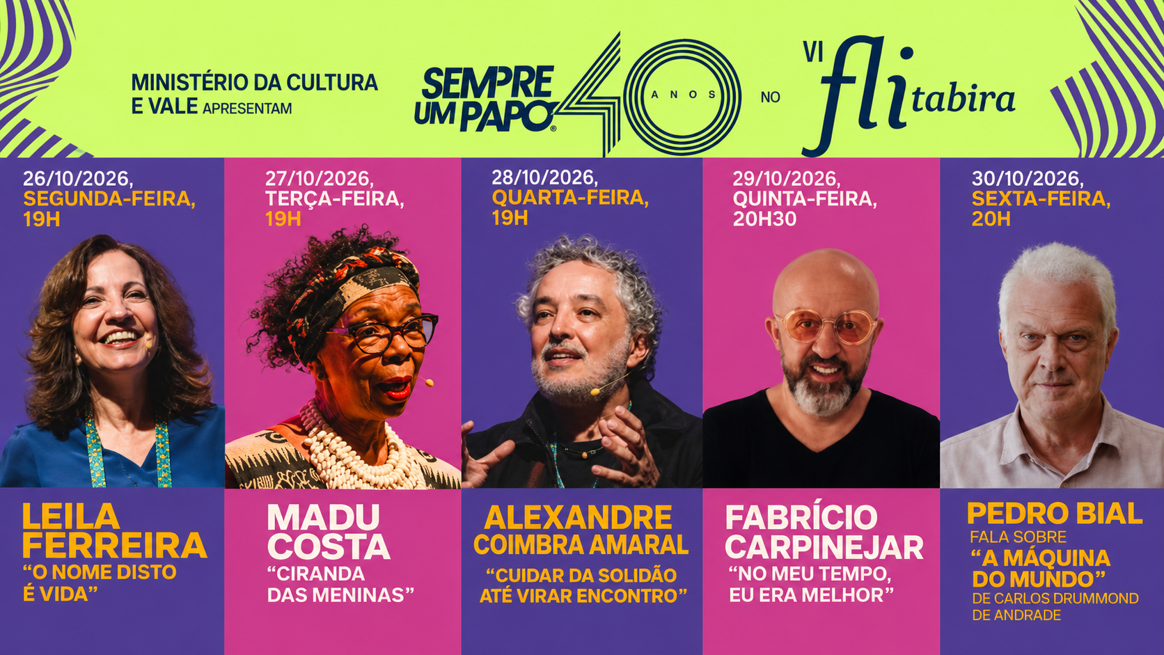 Flitabira reúne cinco nomes da literatura e da comunicação em comemoração aos 40 anos do Sempre Um Papo