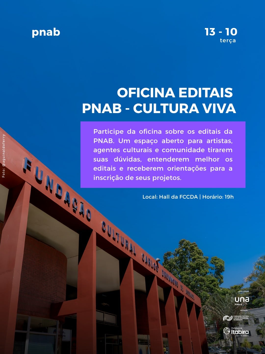 FCCDA realiza nesta terça-feira oficina de orientação sobre editais da PNAB – Cultura Viva; saiba mais