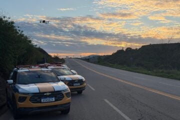 Drone auxilia fiscalização da Polícia Militar Rodoviária em trechos de rodovias de Itabira