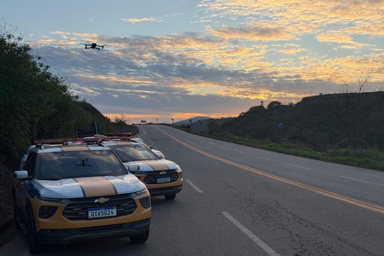 Drone auxilia fiscalização da Polícia Militar Rodoviária em trechos de rodovias de Itabira