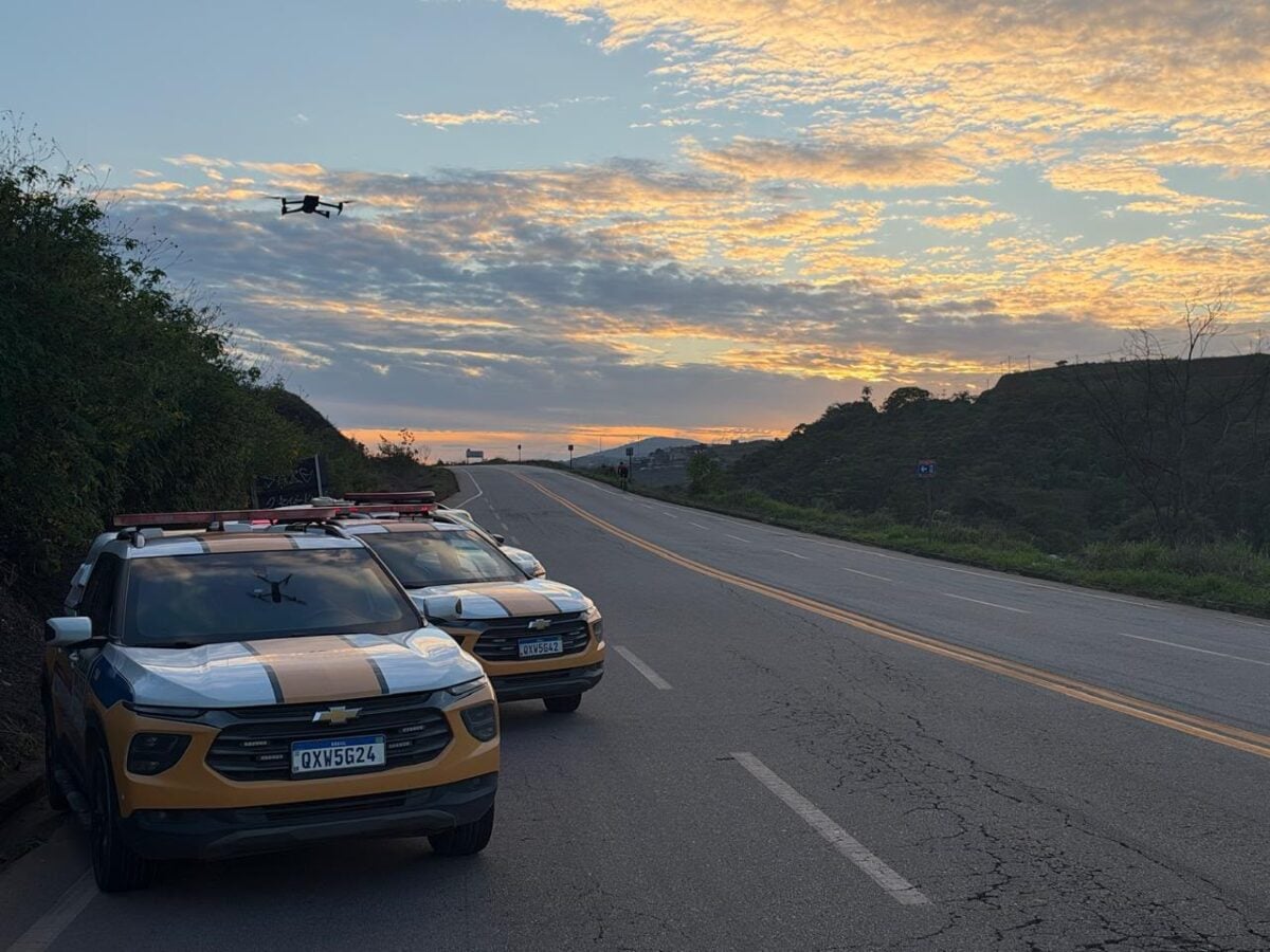Drone auxilia fiscalização da Polícia Militar Rodoviária em trechos de rodovias de Itabira